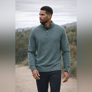 Woolrich Green Wool Quarter Zip Sweater XL Mens Outdoor Winter Knit Pullover